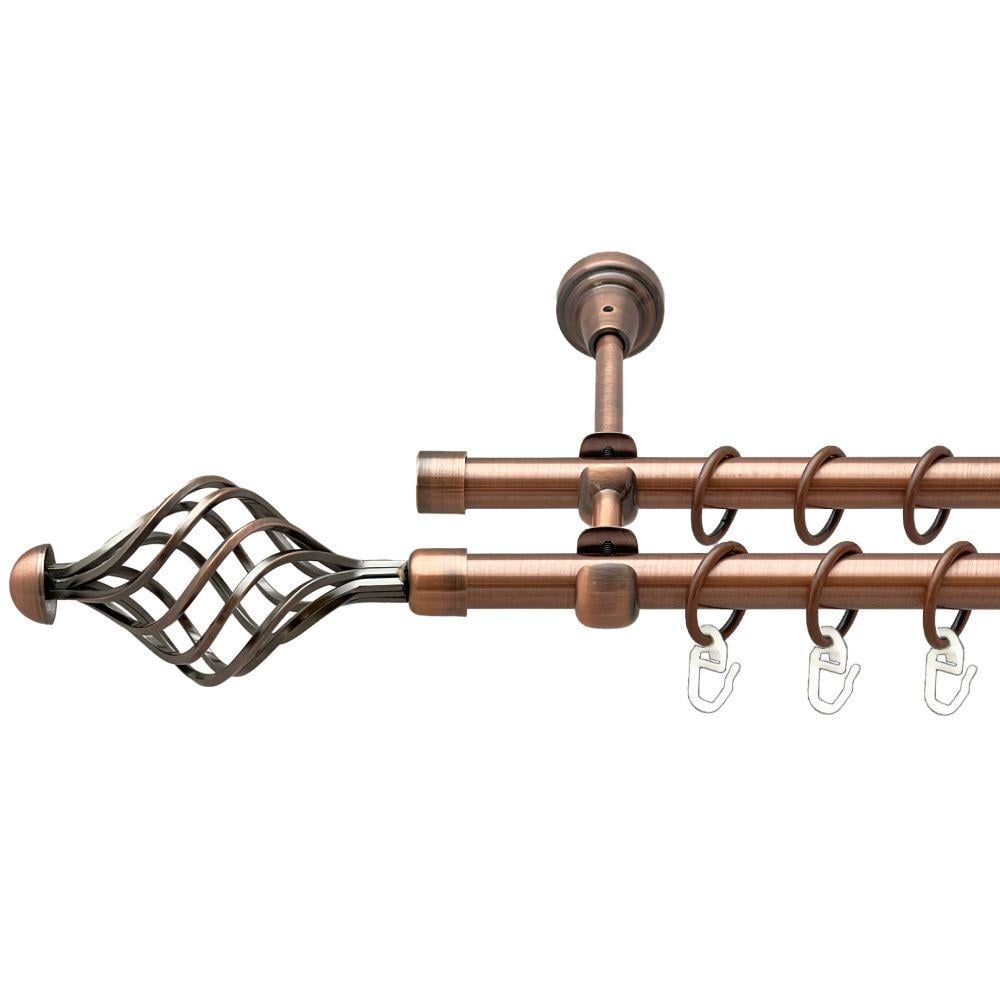 Карниз металлический Orvit Арезо двухрядный открытый/гладкая труба/кольцо металлическое Медь 16/16 мм 160 см (00-00020548)