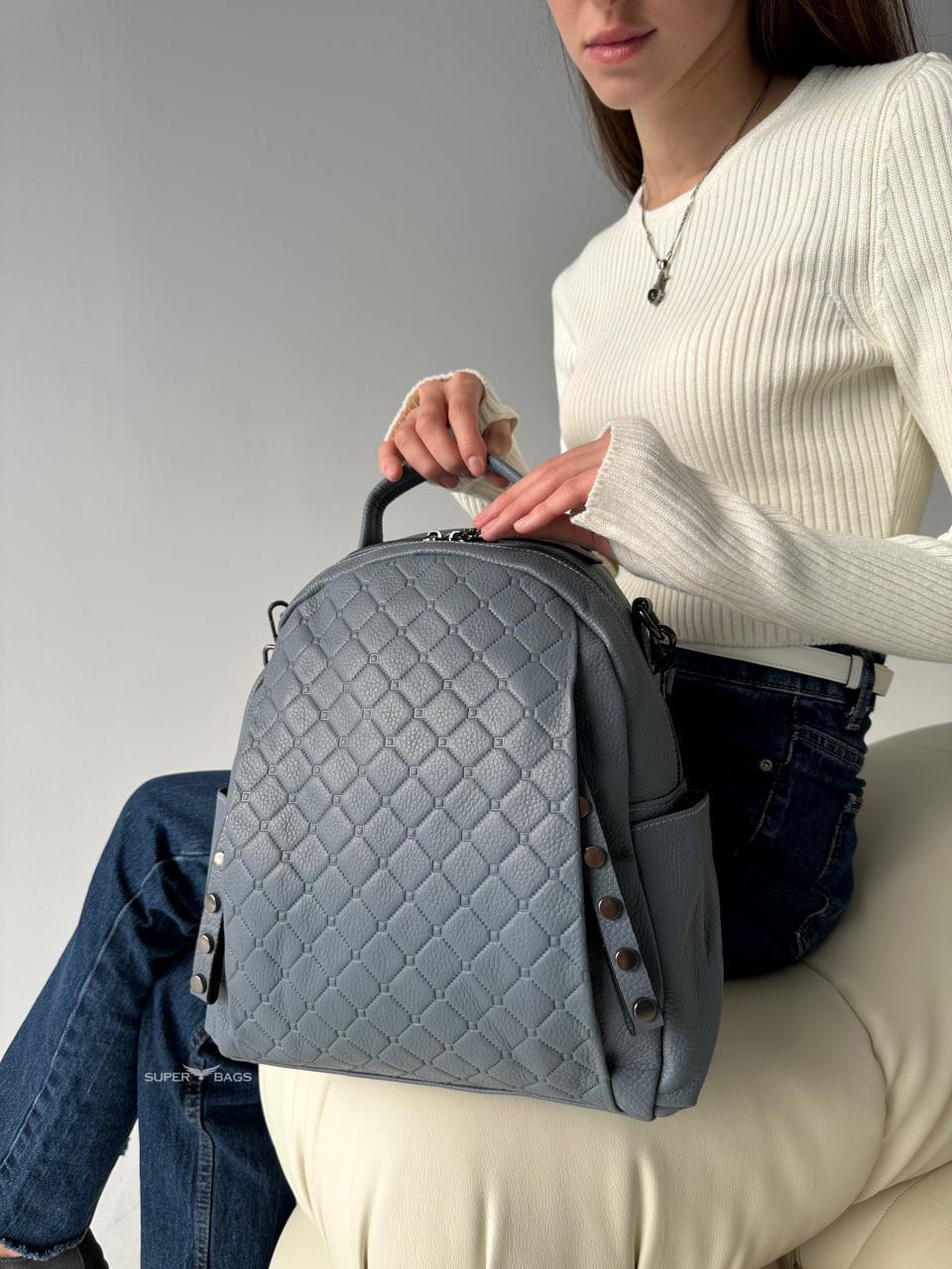 Рюкзак Tiding Bag из натуральной кожи 29х33х14,5 см Голубой Рюкзак Tiding Bag из натуральной кожи 29х33х14,5 см Голубой