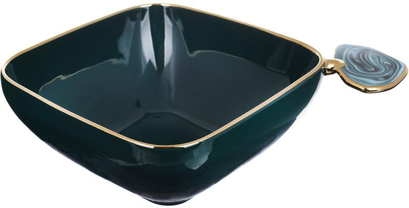 Пиала фарфоровая Gold Line с декоративной ручкой квадратная 850 мл