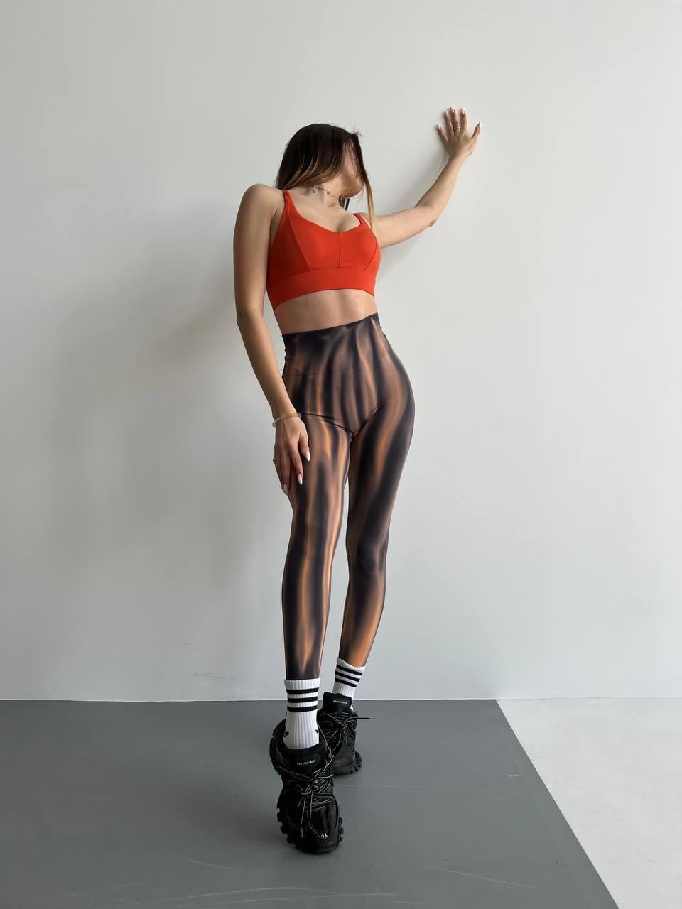 Леггинсы северное сияние c эффектом пуш-ап M Черный/Оранжевый (SA040000M)