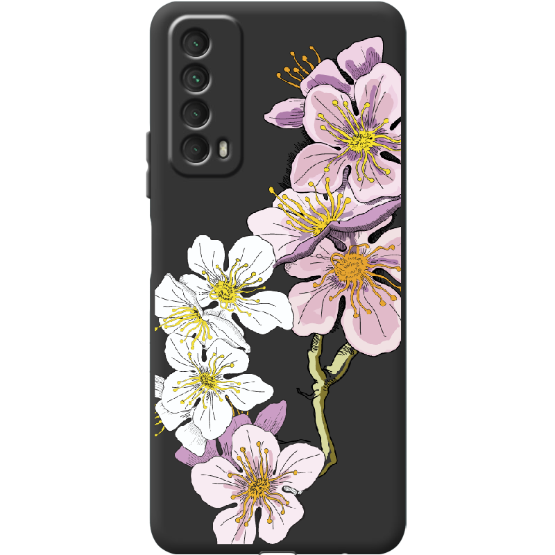 Чехол Boxface Huawei P Smart 2021 Cherry Blossom Черный силикон (41133-cc4-41604)