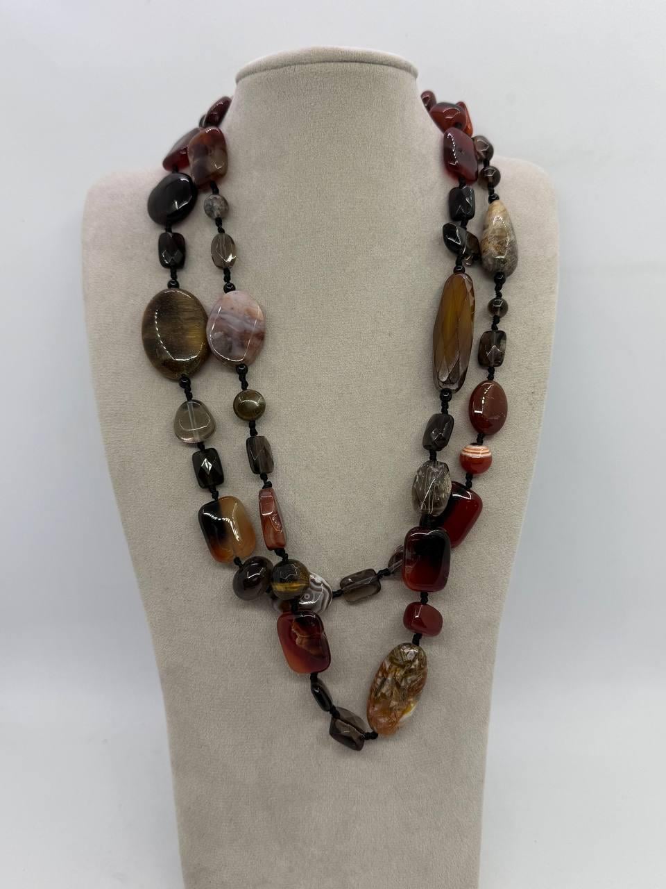 Намисто з яшми/кварцу/агату 100 см Комбінований (13007)