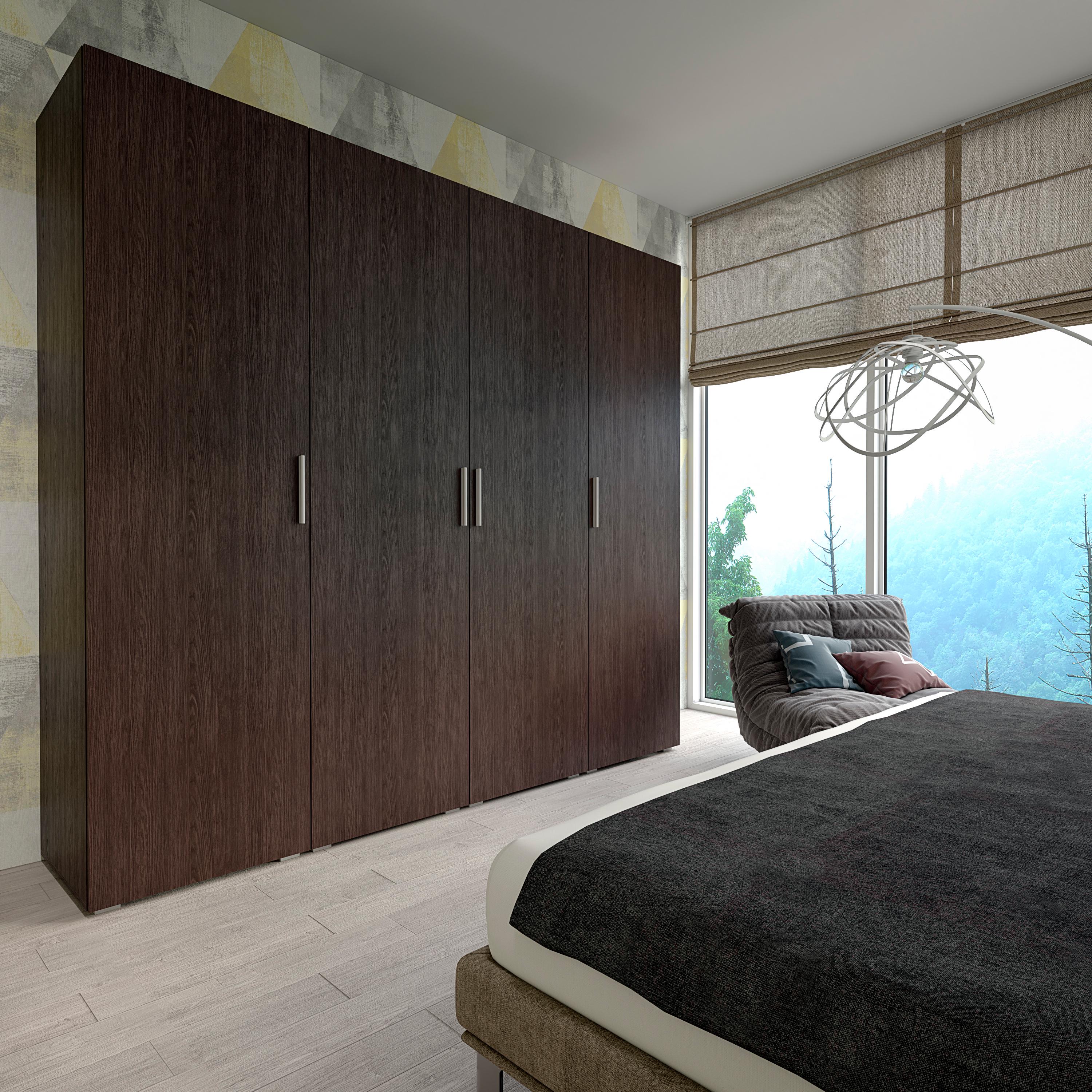 Шафа-пенал у прихожу зі штангою та полицями 600x2180x520 мм Венге темний (mst-12-vg) - фото 3 Шафа-пенал у прихожу зі штангою та полицями 600x2180x520 мм Венге темний (mst-12-vg) - фото 3