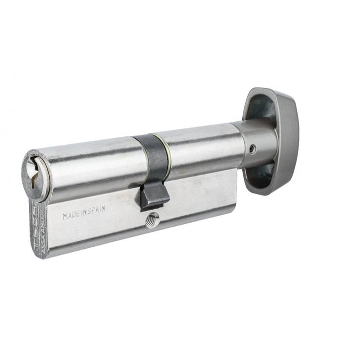 Цилиндр латунный TESA ASSA ABLOY Т30x40 70 мм 5 ключей NI с вертушкой Никель (ЗС055)