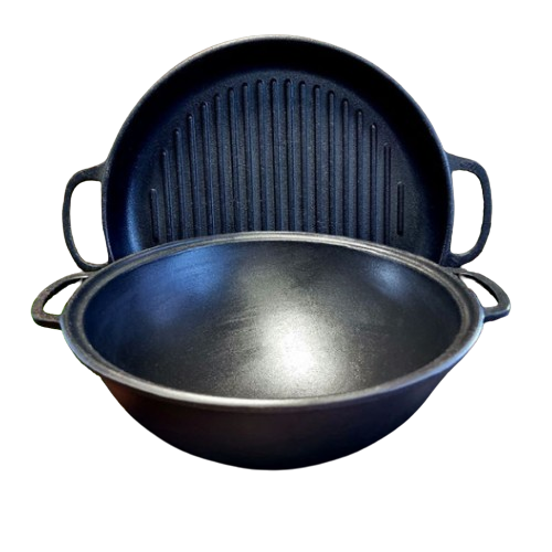 Казан узбецький Майстерня Т405СРGr з кришкою-сковородою гриль 8 л (2591597046) - фото 2