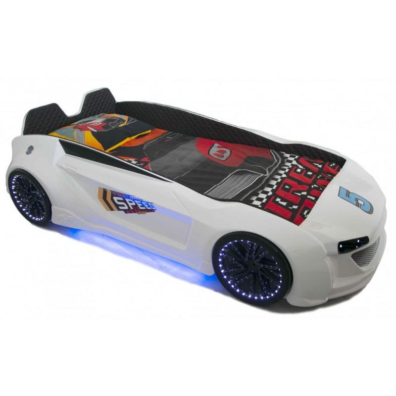 Кровать-машина Super Car Jaguar с подсветкой фар колес и днища/пульт ДУ Белый Кровать-машина Super Car Jaguar с подсветкой фар колес и днища/пульт ДУ Белый