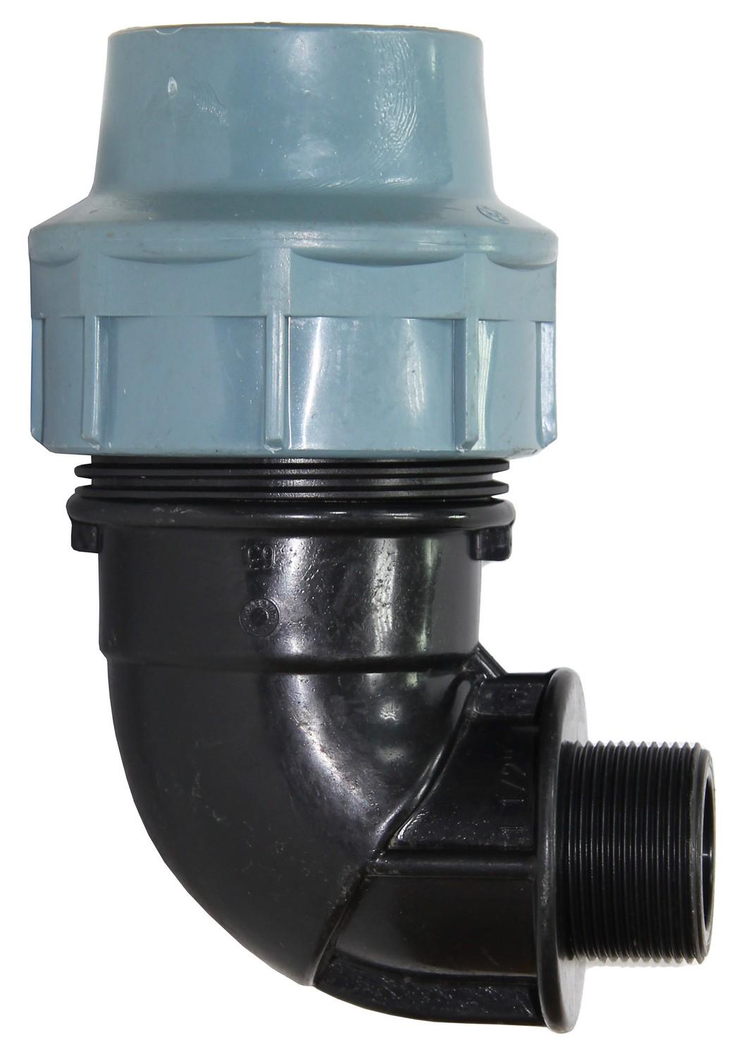 Коліно затискне Santan КНР для поліетиленових труб із зовнішнім різьбленням d 63 мм 90° 1 1/2" (AR3526) - фото 2 Коліно затискне Santan КНР для поліетиленових труб із зовнішнім різьбленням d 63 мм 90° 1 1/2" (AR3526) - фото 2