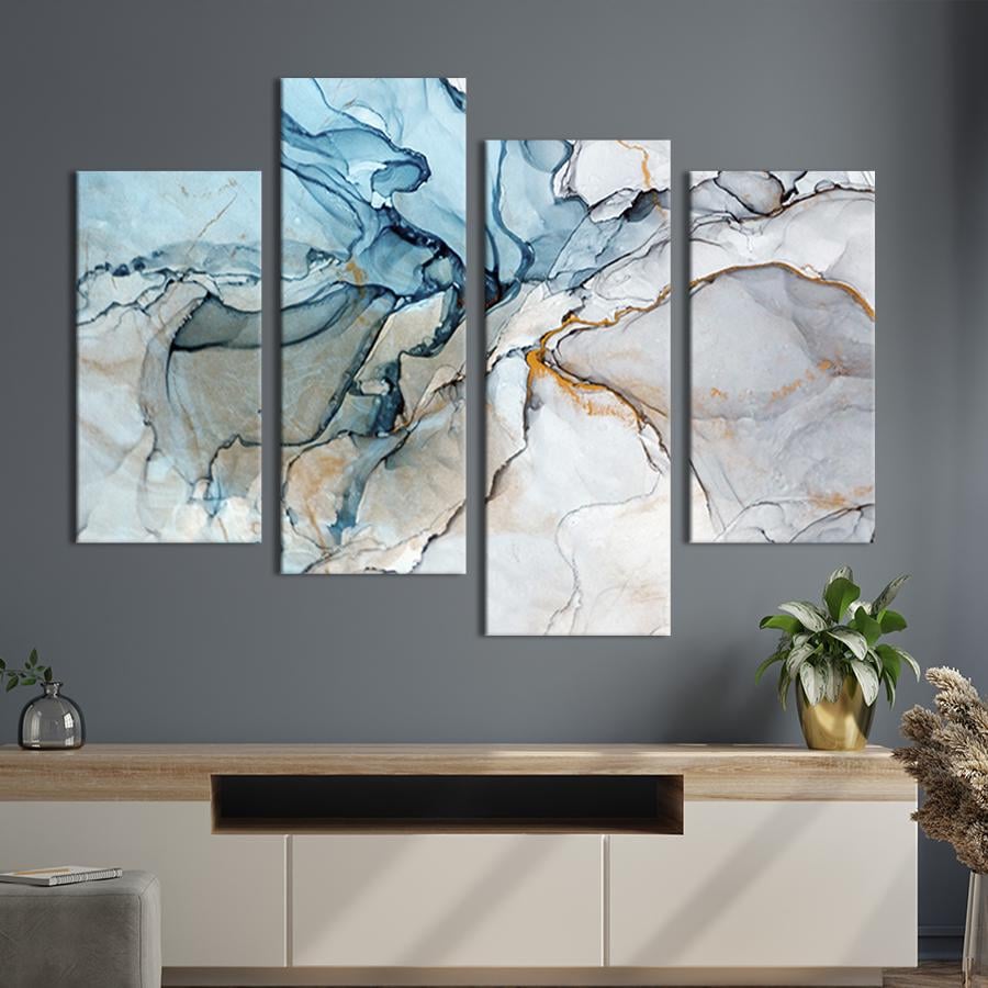Картина модульная из 4 частей Мрамор с голубой дымкой XL 149x106 см (37-42)