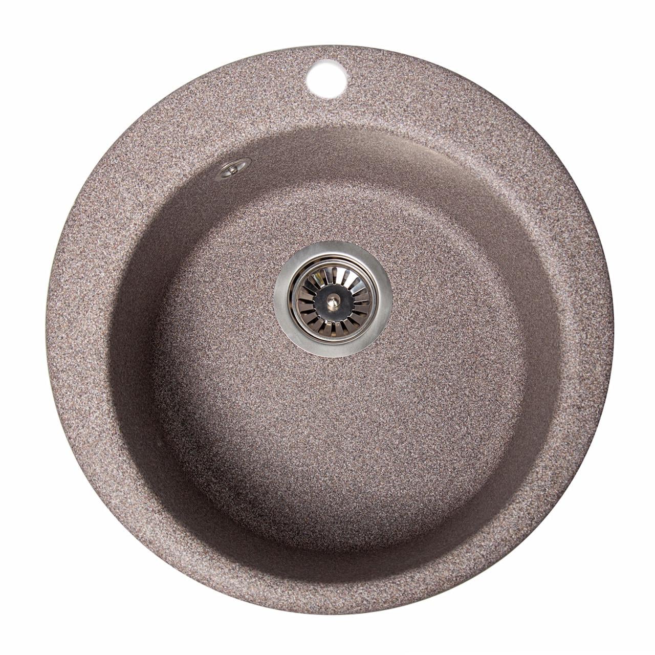 Мийка кухонна кругла Поні з штучного каменю Гранітовий (1570457958)