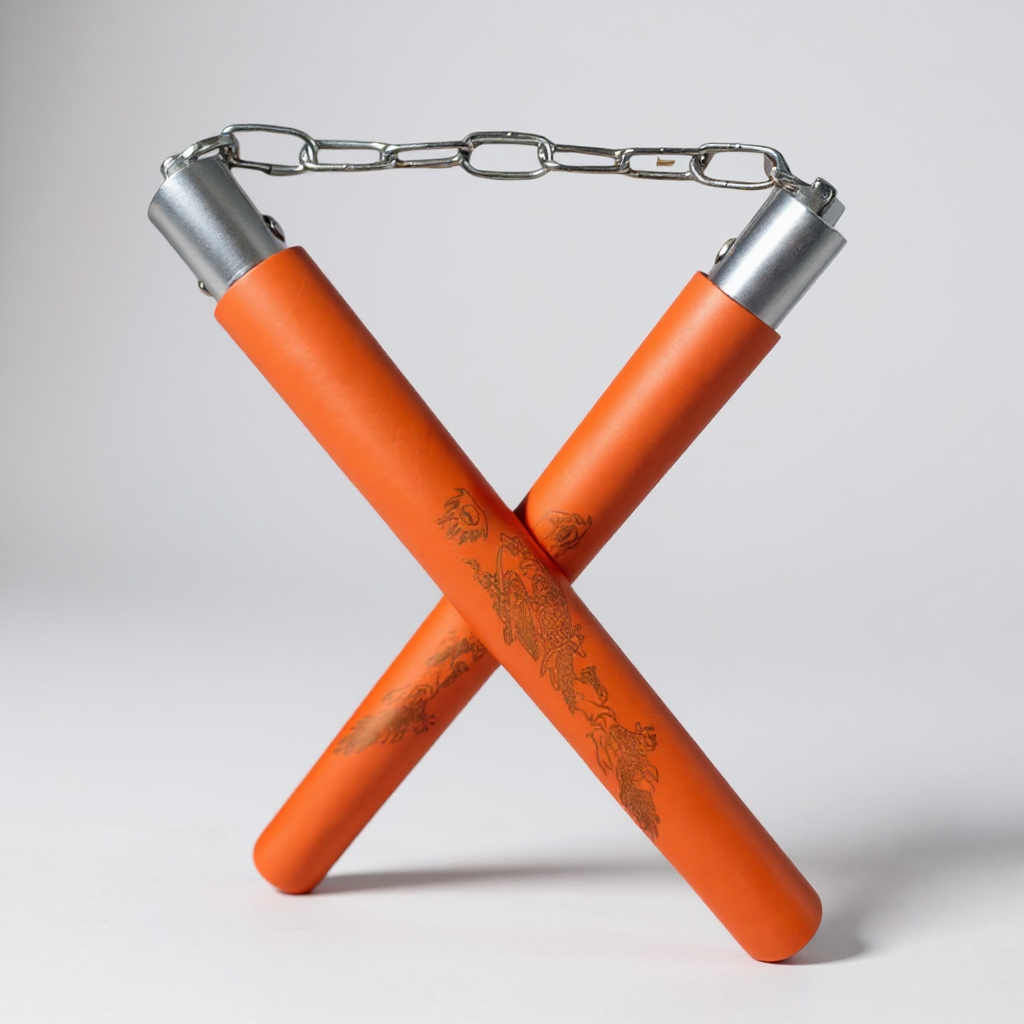 Нунчаки тренировочные Univerza Дракон с цепью неопреновым покрытием для начинающих Оранжевый