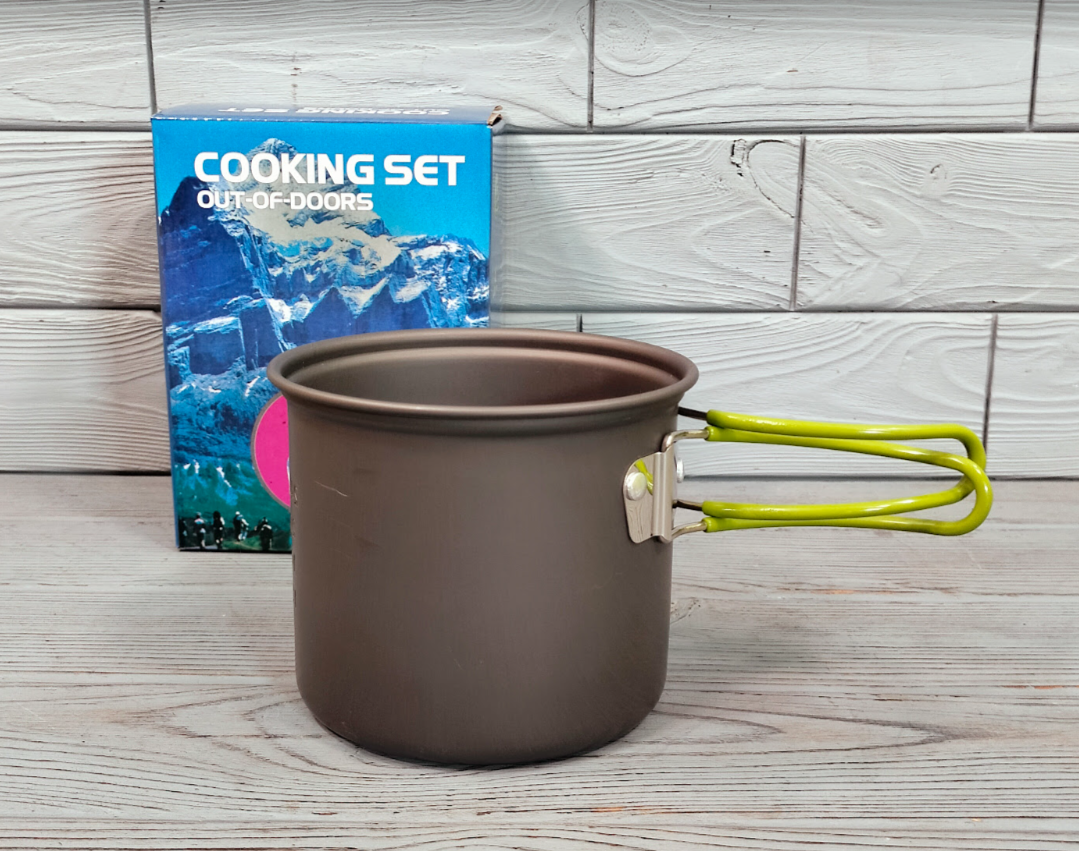 Набор туристической посуды для пикника Cooking Set DS-101 на 1 персону с чехлом Черный/Салатовый (784779411) - фото 14