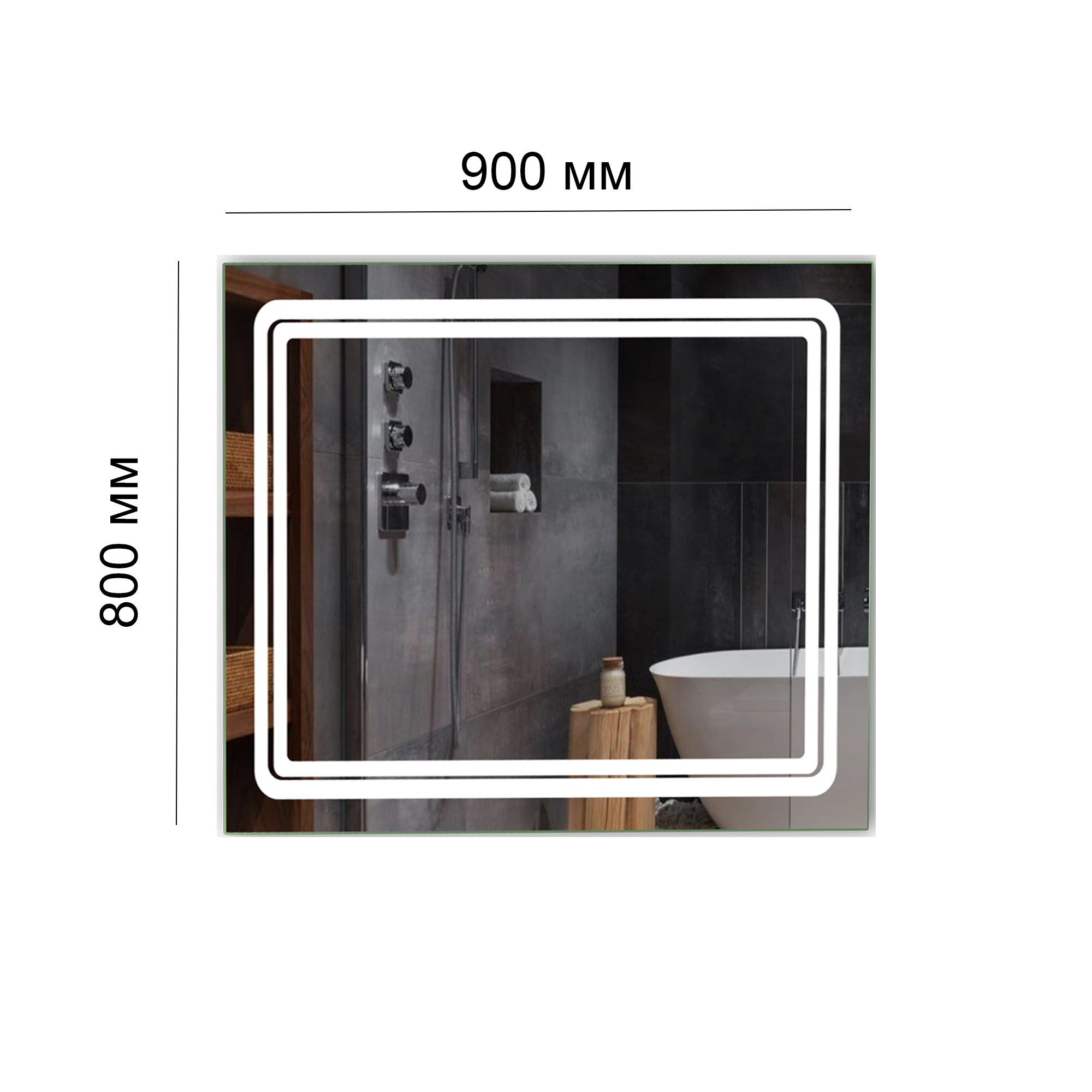 Зеркало DecorLed Led с подсветкой в ванную комнату 900x800 мм (ZSD-066) - фото 2 Зеркало DecorLed Led с подсветкой в ванную комнату 900x800 мм (ZSD-066) - фото 2