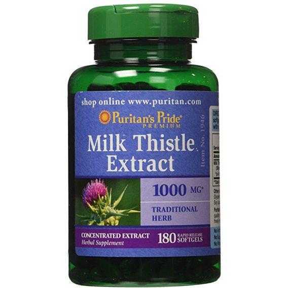 Розторопша Puritan's Pride Milk Thistle Extract 1000 мг 180 Softgels