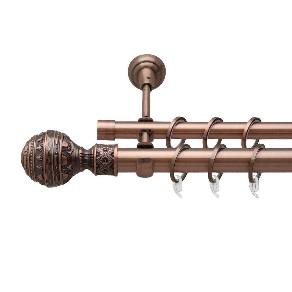 Карниз Orvit Арабеска металевий дворядний відкритий гладка труба кільце фасонне металеве 25/16 мм 200 см Мідь (6948847)