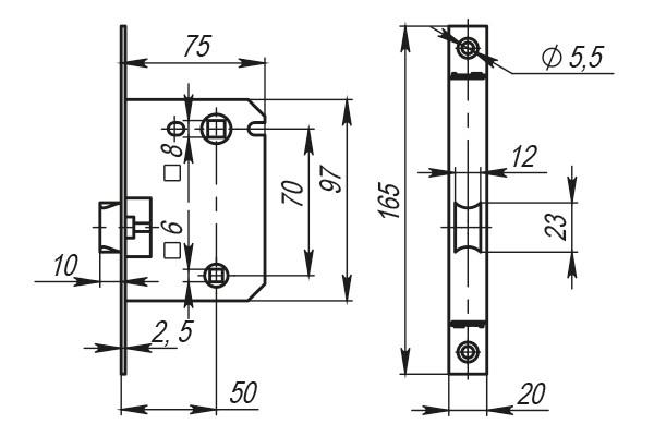 Защелка врезная ARMADILLO LH 720-50 SN-3 никель на 70мм (28435) - фото 2