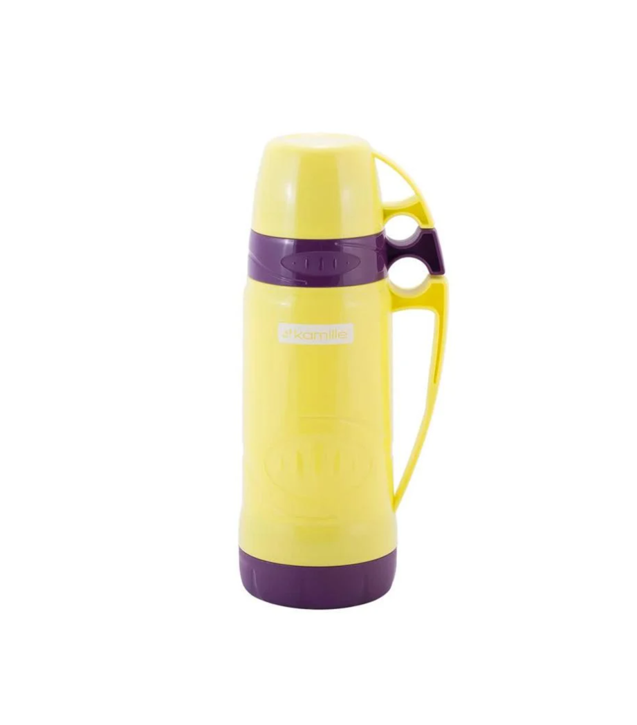 Термос Kamille Glass Violet зеркальная колба и 2 чашки 600 мл