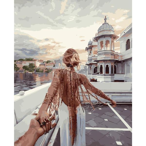 Картина по номерам Strateg Города/Люди Следуй за мной 40х50 см в термопакете (VA-2140-mt)