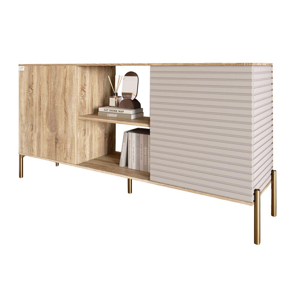 Комод открытый Lion Грей на золотых металлических ножках Дуб Сонома/Кашемир (000-000-2016) - фото 2