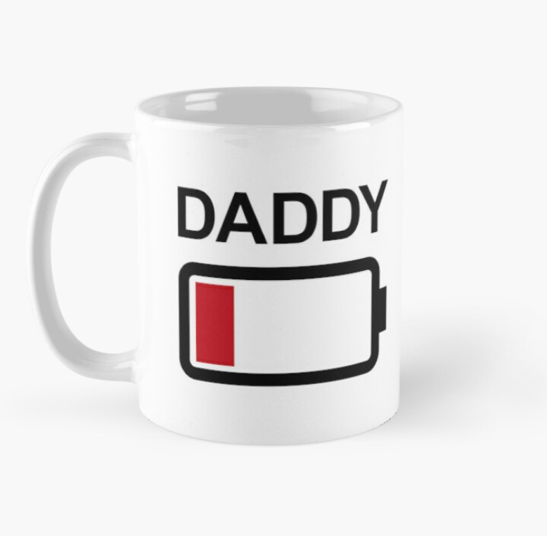 Чашка керамическая с принтом "Daddy" села батарейка 330 мл Белый (ПАПА6Ч)