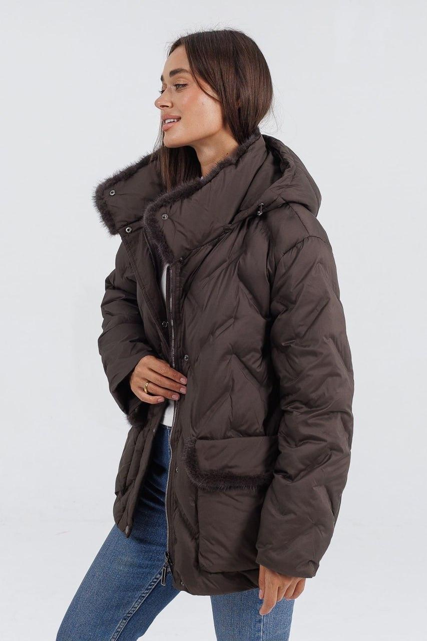 Куртка жіноча Автоледі з хутром р. 48 Кавовий (6801c/48) - фото 5 Куртка жіноча Автоледі з хутром р. 48 Кавовий (6801c/48) - фото 5