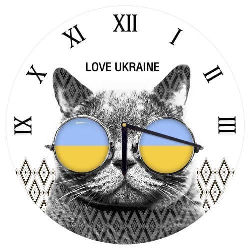 Часы настенные круглые Presentville Кот в очках 36 см (CHR O 15M082)