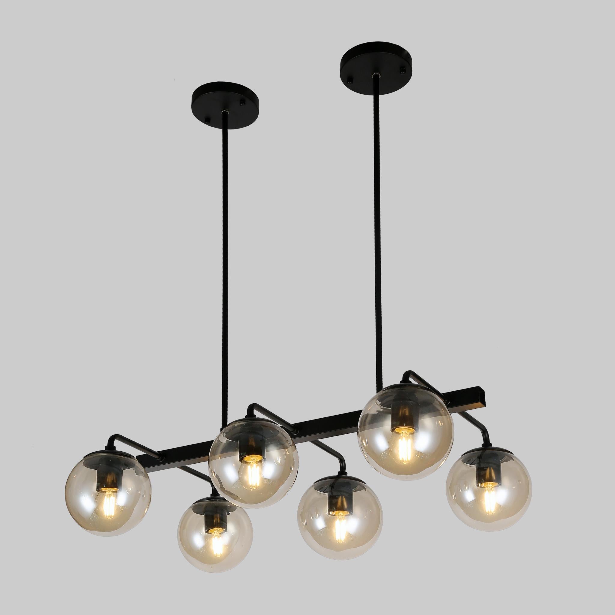Люстра Molecule Loft на 6 ламп с кофейными плафонами Черный