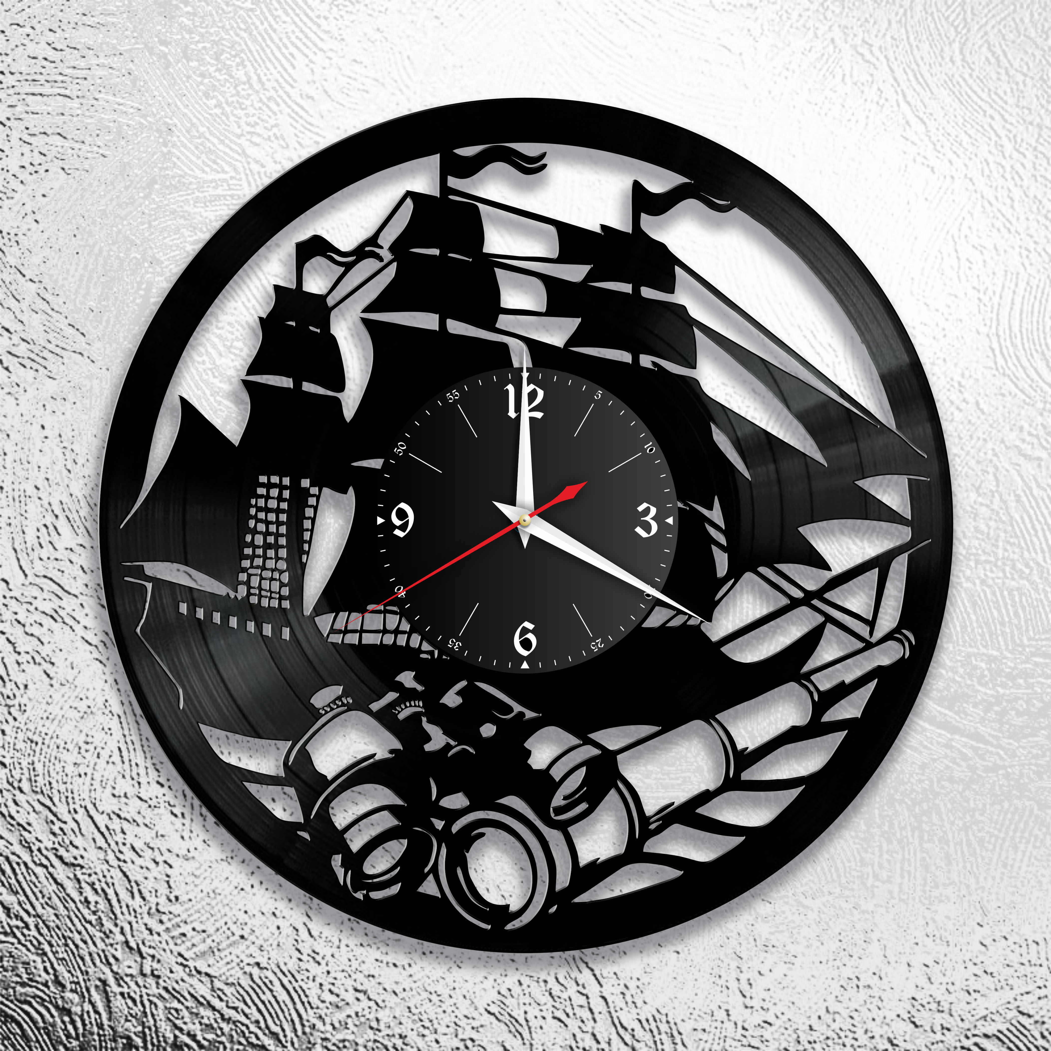 Часы настенные Парусный корабль 1060 из виниловой пластинки