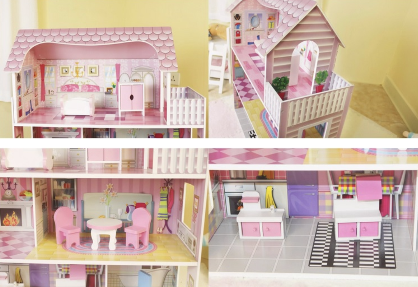 Кукольный домик деревянный PinkPalace с мебелью и террасой (2796175897) - фото 11 Кукольный домик деревянный PinkPalace с мебелью и террасой (2796175897) - фото 11