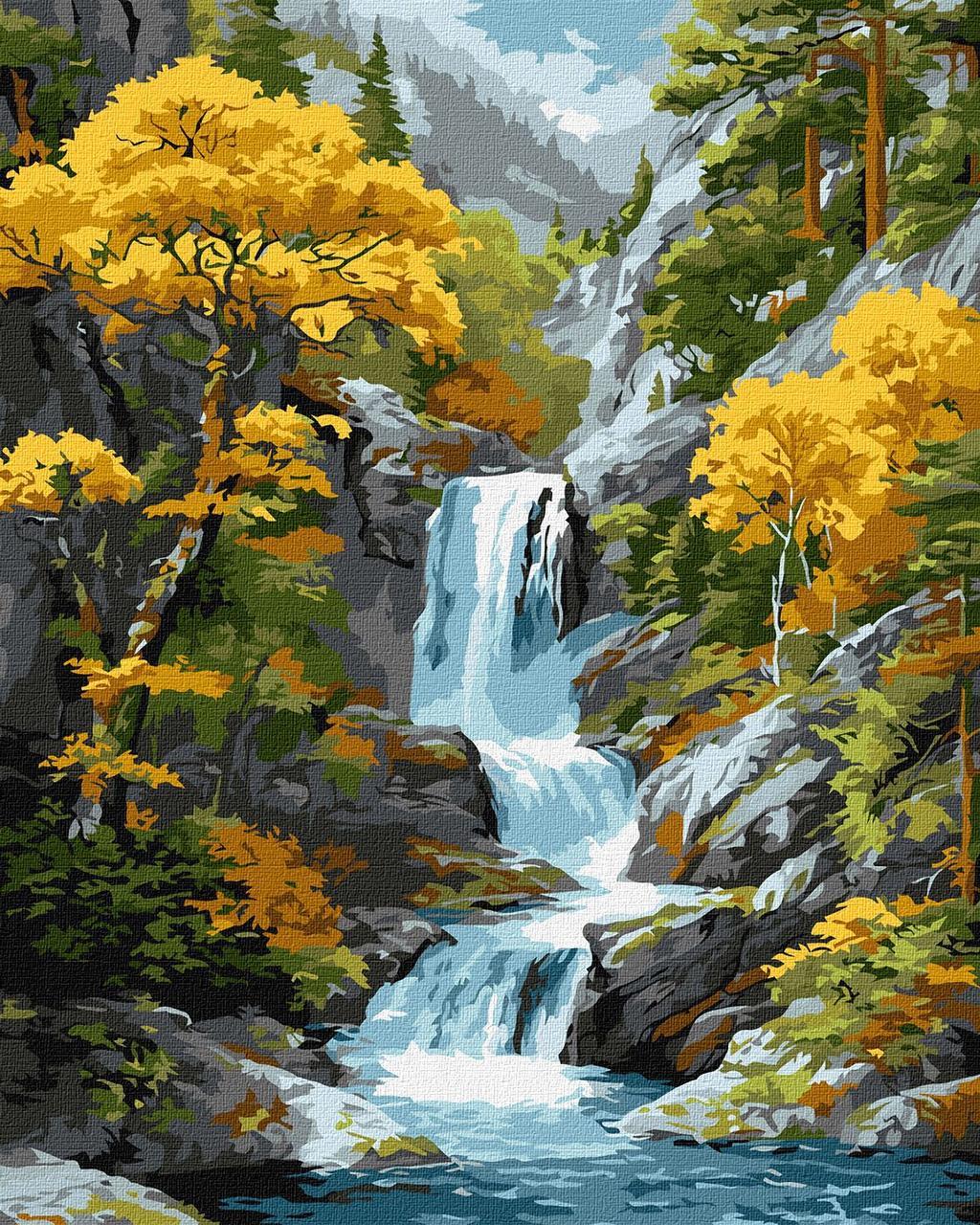 Картина по номерам Ideyka Пейзаж Осенний водопад 40х50 см
