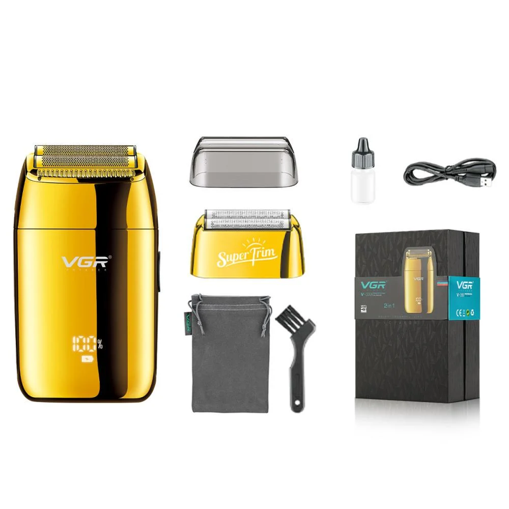 Електробритва VGR V-399 для сухого та вологого гоління Waterproof LED Золотий