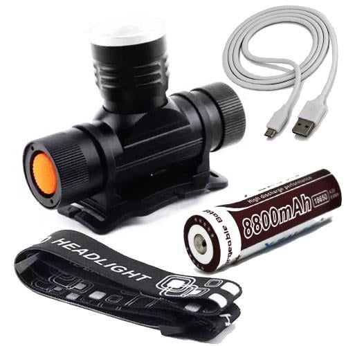 Фонарь налобный X-Balog BL-5808-T6 USB/с оптическим зумом/4 режима (2480313379)