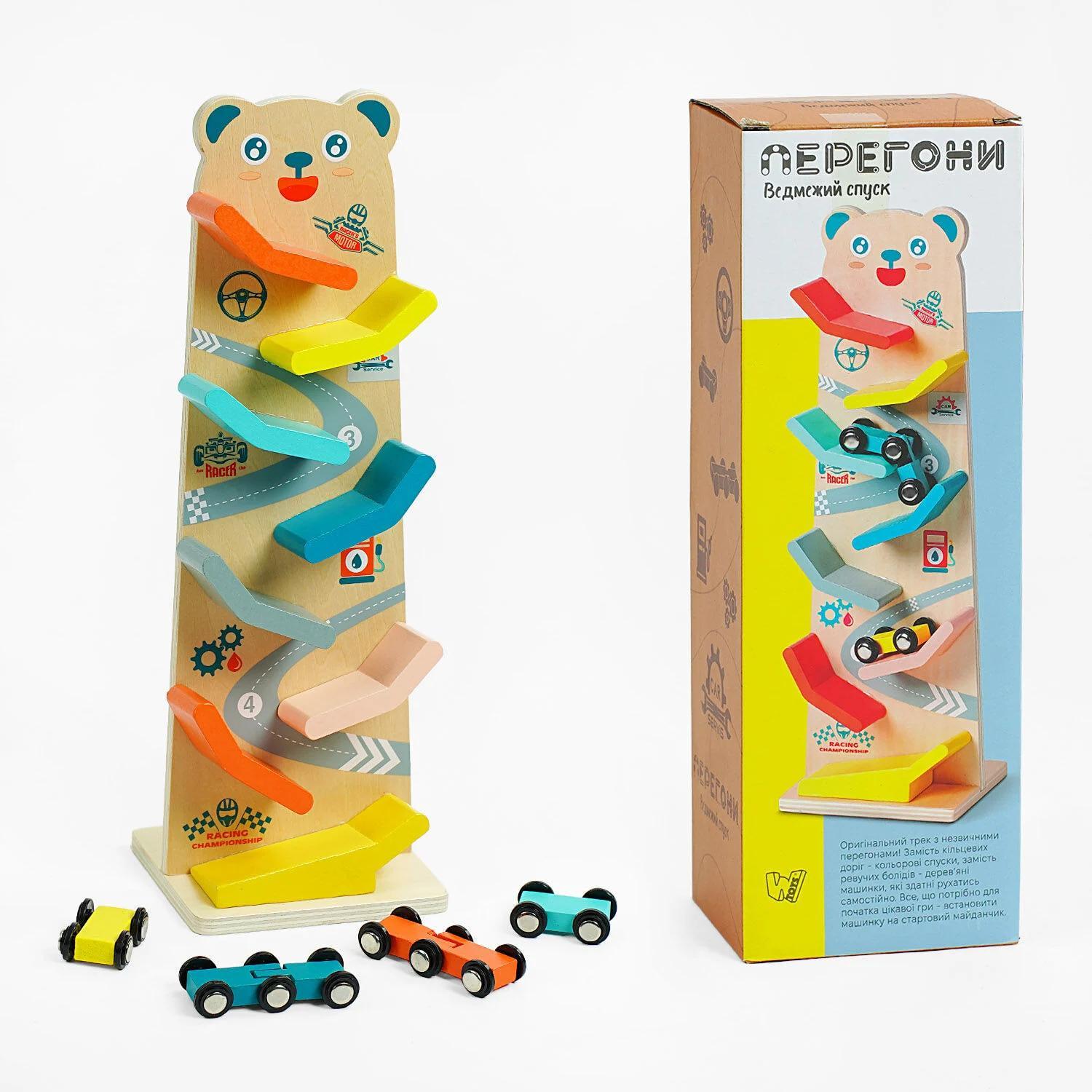 Игрушечный трек деревянный WToys C 61463/24 8 спусков и 4 машинки (25599977)