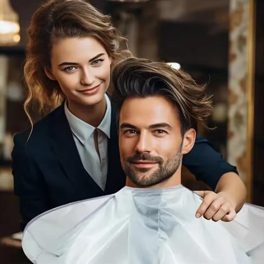 Перукарська накидка-парасолька для стрижки волосся та бороди 60 см Сріблястий - фото 4 Перукарська накидка-парасолька для стрижки волосся та бороди 60 см Сріблястий - фото 4