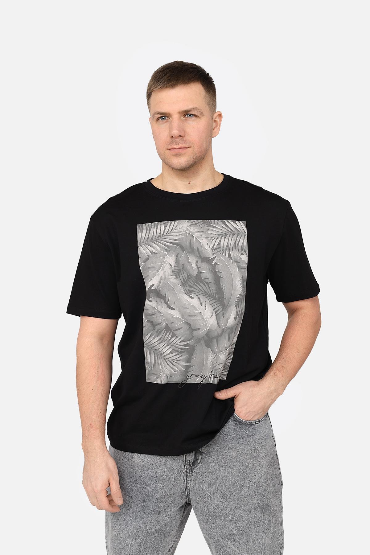 Футболка мужская ЦБ-00270065 с коротким рукавом р. 48 Черный (SKT001045317)