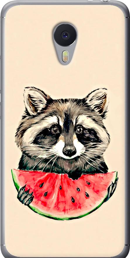 Чехол на Meizu M3 Note Енотик с арбузом (4605t-256-42517)