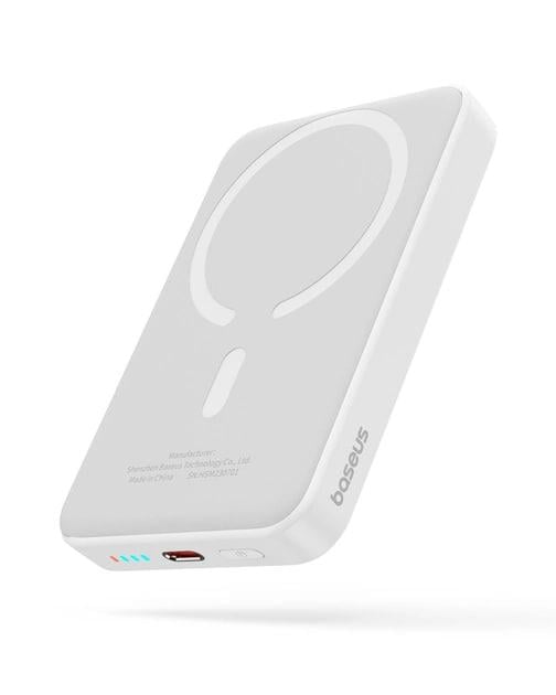 Повербанк Baseus Magnetic Mini Air 10000 mAh 20 W 2в1 QC3.0+PD3.0 з бездротовою зарядкою Qi 15 W White (P10059001223-00) - фото 1