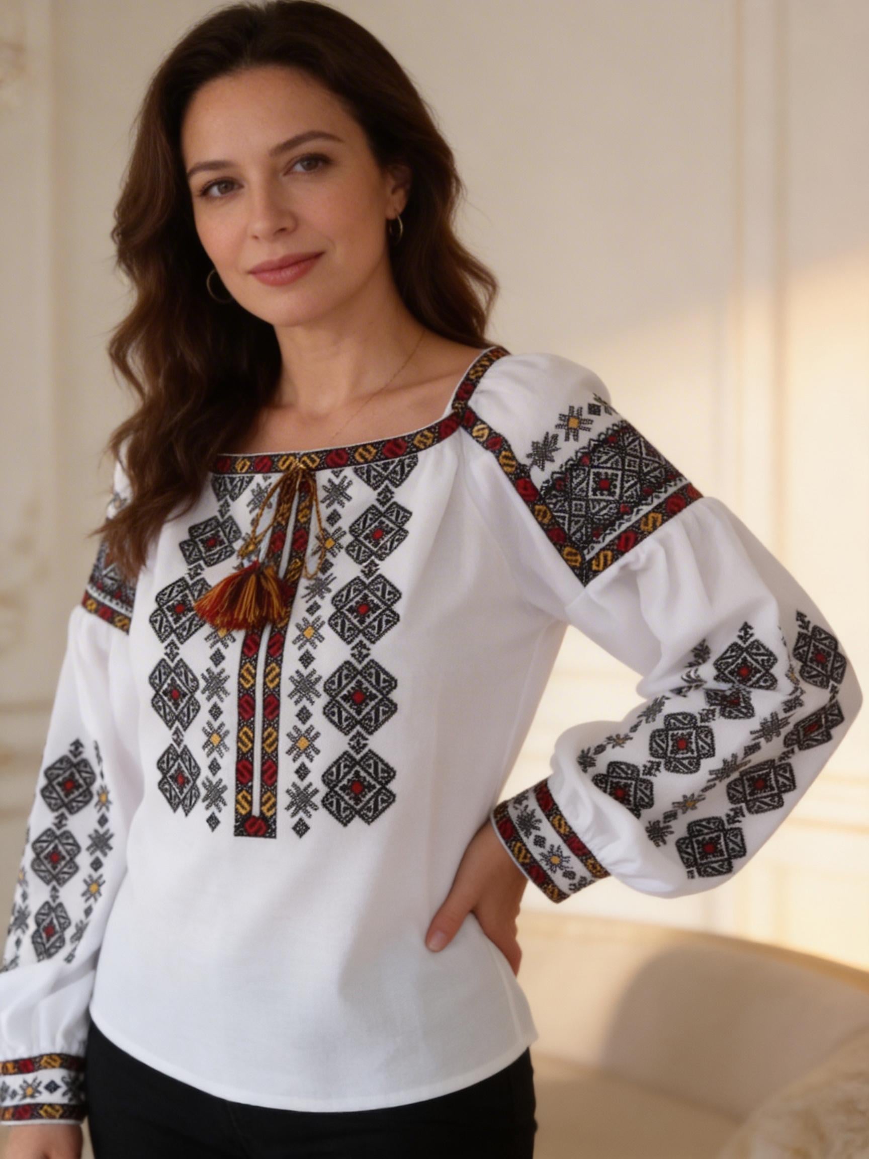 Вышиванка женская с длинным рукавом XXL Белый (3062XXL-56)