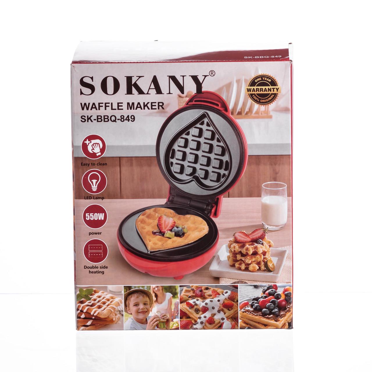Вафельница для бельгийских вафель Sokany SK-BBQ-849 с антипригарным покрытием 550 Вт (7391) - фото 17 Вафельница для бельгийских вафель Sokany SK-BBQ-849 с антипригарным покрытием 550 Вт (7391) - фото 17