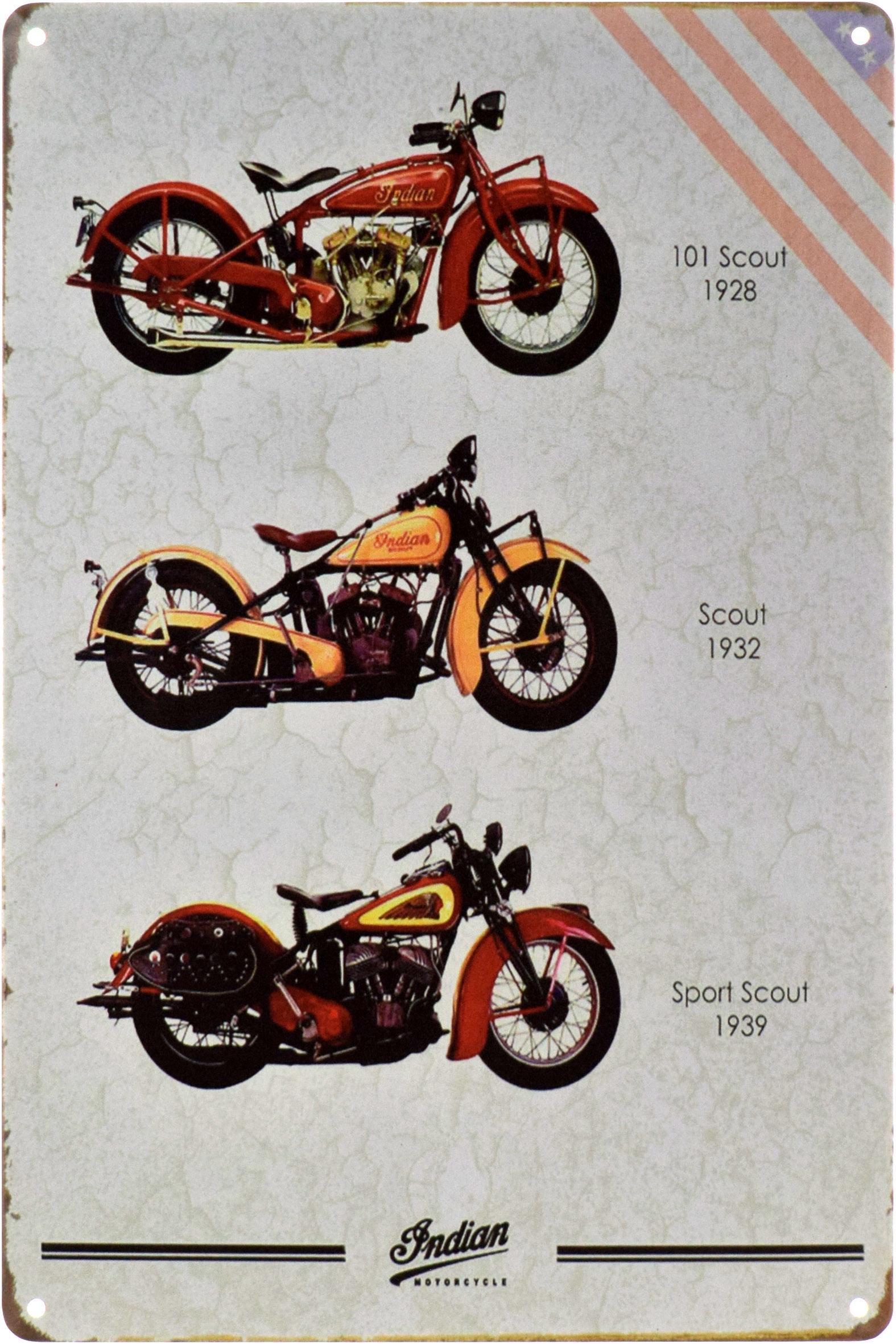 Табличка металева Indian Three Motorcycle 20x30 см