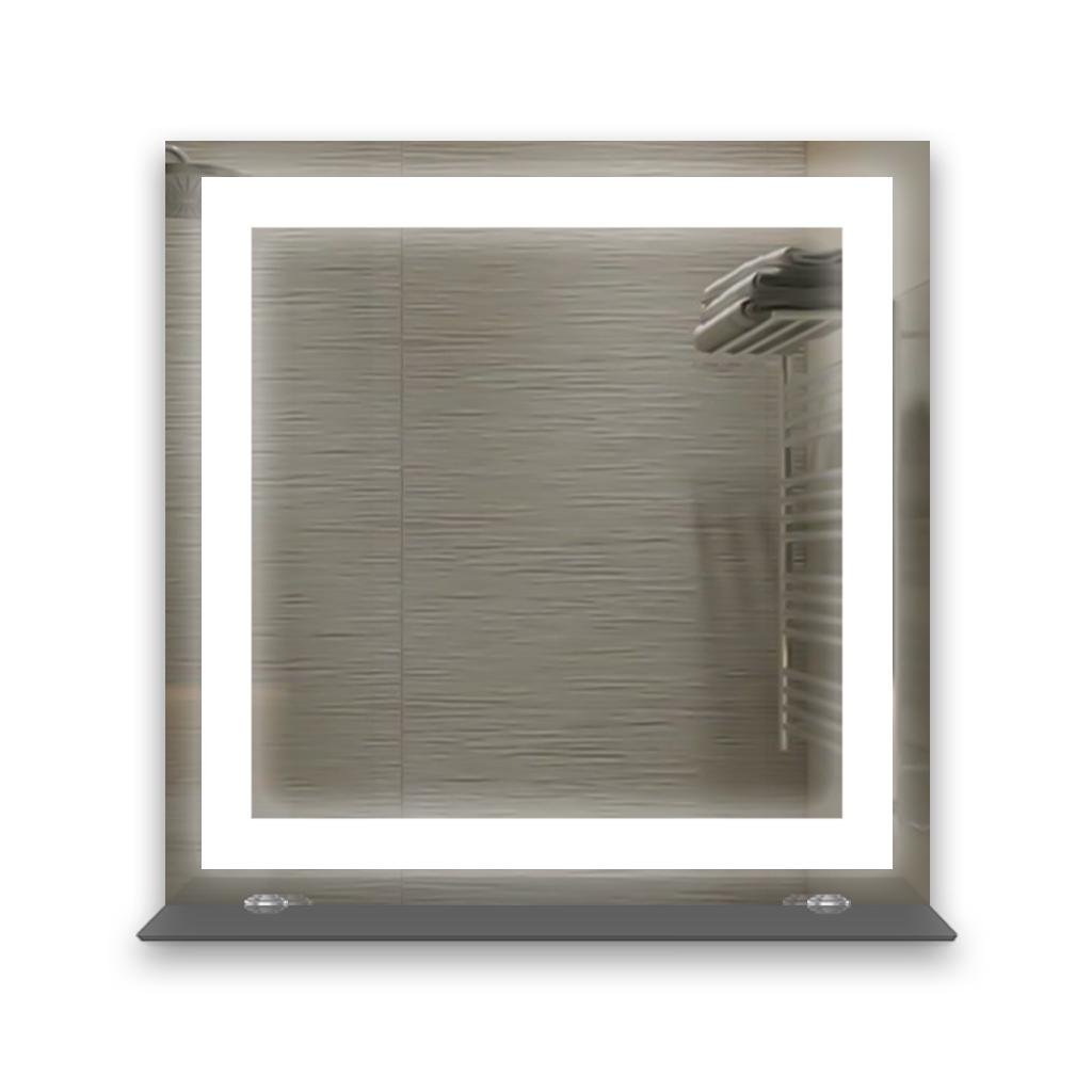 Дзеркало L SR-02 з LED підсвіткою/електричним підігрівом/поличкою 800х700 мм (11440584)