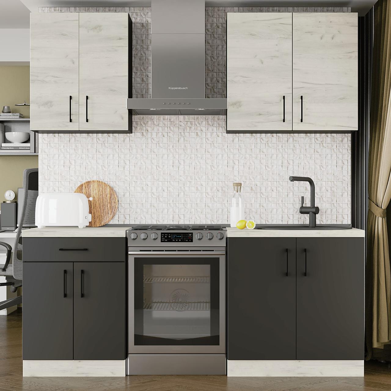 Комплект кухні К-2 Еверест Оптіма зі стільницею 1,9 м Крафт білий/Антрацит (ЕК-25008) Комплект кухні К-2 Еверест Оптіма зі стільницею 1,9 м Крафт білий/Антрацит (ЕК-25008)