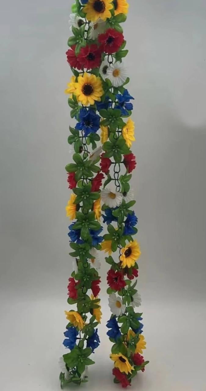 Искусственная цепочка полевая Василек Ромашка Мак 230 см