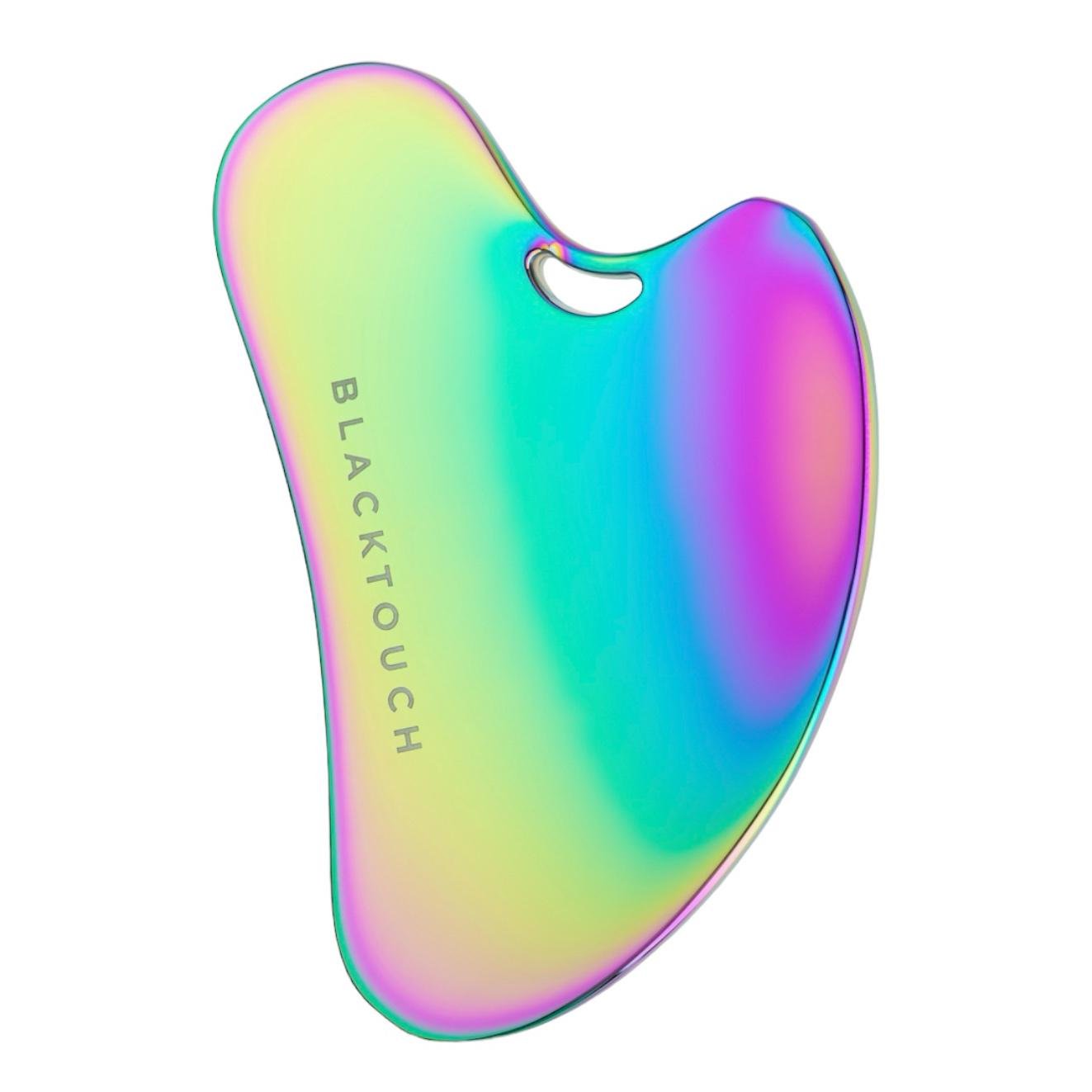 Шкребок для гуа-ша масажу обличчя без отвору металевий Rainbow