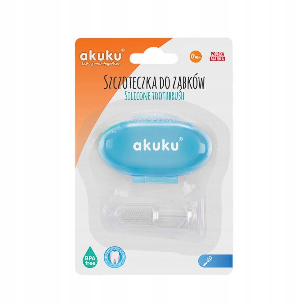 Силиконовая щётка для зубов Akuku в футляре Голубой (A0263-BLUE)