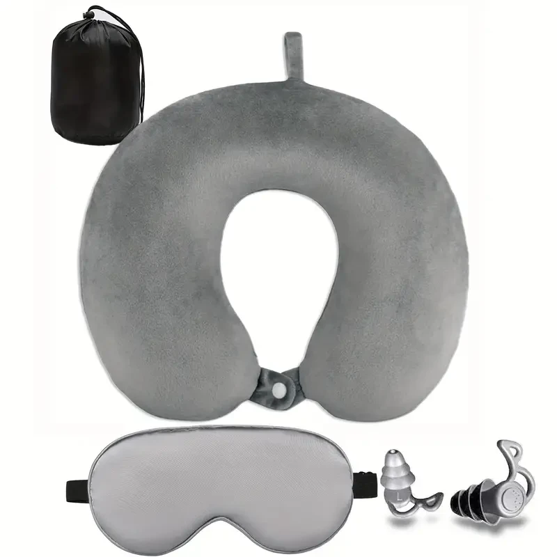 Набір для подорожей Muyky подушка для шиї/маска для сну/беруші та портативна сумка 3 шт.