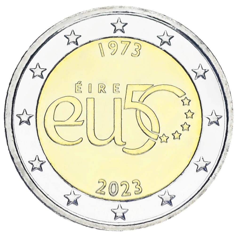 Коллекционная монета Ирландия 2 евро 2023 Биметалл UNC 50-летие вступления в ЕС (М17755)
