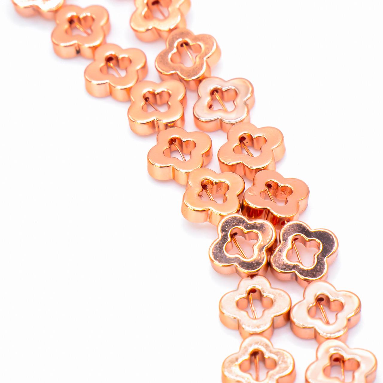 Бусины гематитовые Тиффани 8х8 мм 40 см 50 шт. Золотистый/Розовый (БГ0808х59)