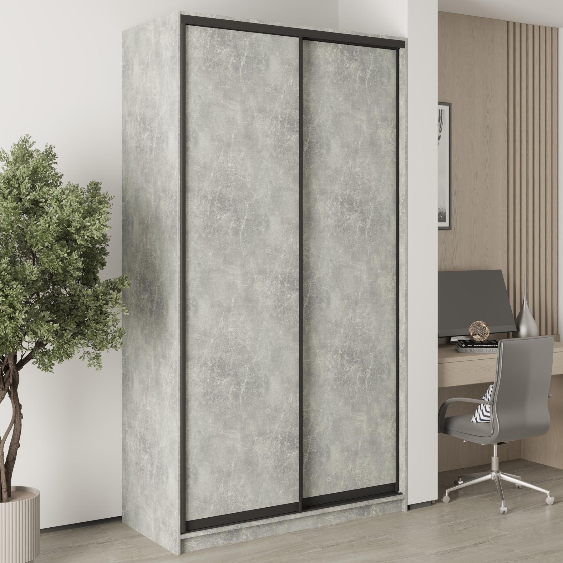 Шкаф-купе двухдверный MebelStar Стандарт BG 2 ДСП 130x45x240 см Бетон (MBS-9970)