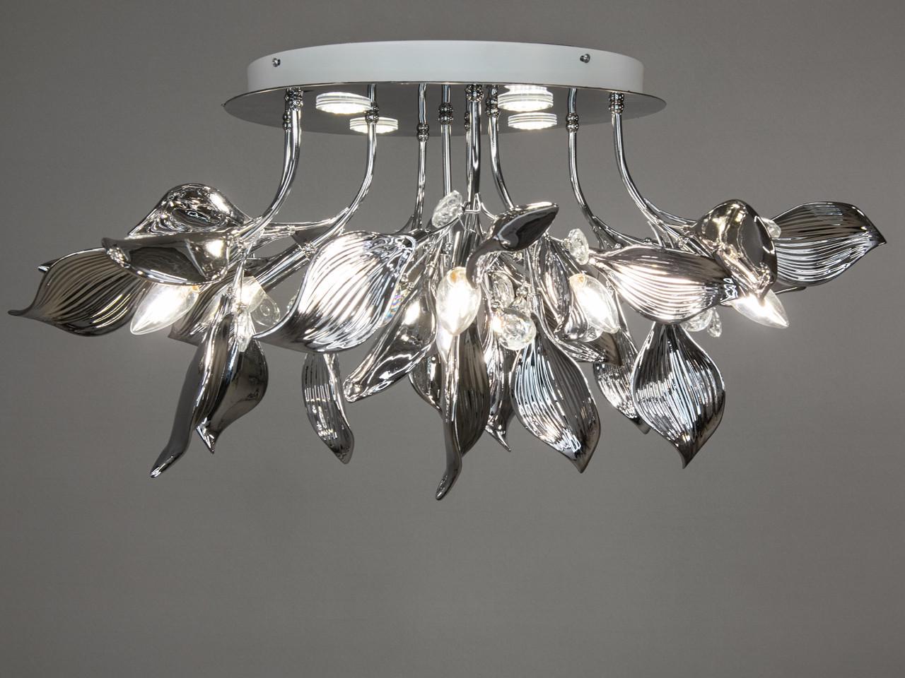 Люстра EcoLed Loft на 10 ламп 7229-10+4C HR Серебрянный Люстра EcoLed Loft на 10 ламп 7229-10+4C HR Серебрянный