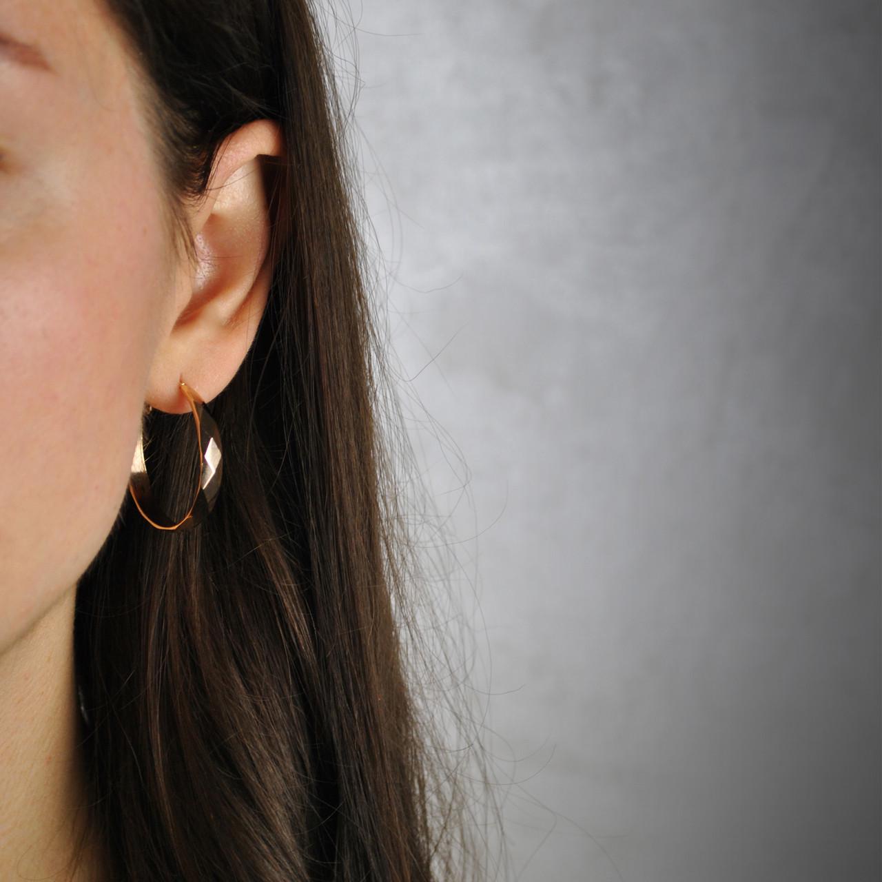 Сережки с гранями кольца конго медицинская сталь позолота 3 см (x003-2) - фото 2 Сережки с гранями кольца конго медицинская сталь позолота 3 см (x003-2) - фото 2